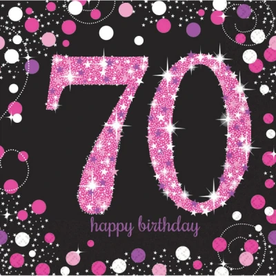 Abbildung von Servietten 70 Jahre Sparkling Pink 33x33cm 16 Stk.
