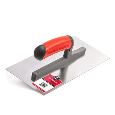 Abbildung von COMENSAL Glättekelle Rostfreie TD Profi Edelstahl Glättkelle Trockenbau Werkzeug Glättscheibe Traufel Ergonomisch Griff Made in EU 280 x 130 mm