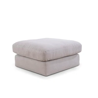 Abbildung von CAVADORE XXL Hocker Fiona / Mega Beistellhocker mit weicher Polsterung Quadratisch 97 x 90 Cordstoff Hellgrau