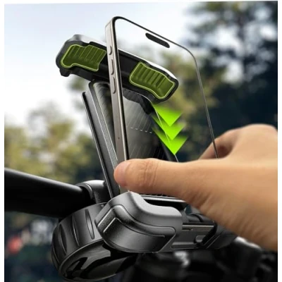 Abbildung von LISEN E Scooter Handyhalterung Fahrrad Lenker, Motorrad Für iPhone 16 Pro Max Samsung, 4,6 7,0 Zoll Smartphone Bike Zubehör