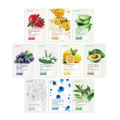 Abbildung von [PAKET VON 10] EUNYUL Natural Moisture Gesichtstuchmasken 10 Typen 22 ml x Stück Koreanische Hautpflege Tuchmask