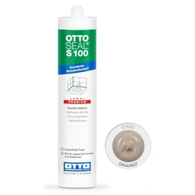 Abbildung von OTTOSEAL S 100 Premium Sanitär Silikon 300ml C1010 graurot Sicher gegen Schimmel &amp; Ideal für Bad, Küche Wohnbereich Hervorragend Glätt Modellierbar