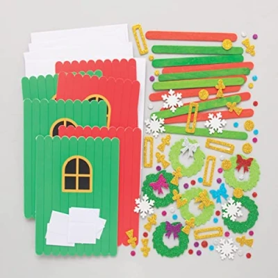 Abbildung von Baker Ross FC102 Weihnachts Tür Grußkarten 6er Pack, Kartenrohlinge für die Kartenherstellung, Gestalte deine eigenen Weihnachtskarten, Ideal Kinder Kunst und Bastelprojekte