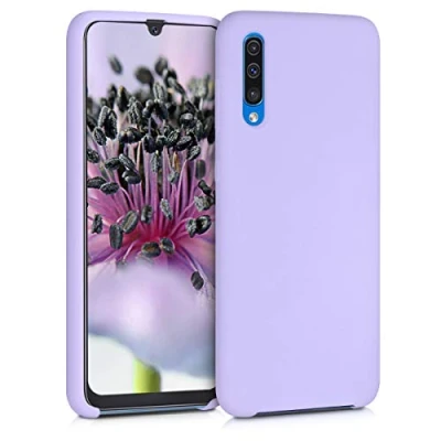 Abbildung von kwmobile Hülle kompatibel mit Samsung Galaxy A50 Silikon Handy Case Handyhülle weiche Oberfläche kabelloses Laden Lavendel
