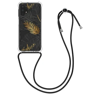 Abbildung von kwmobile Necklace Case kompatibel mit Samsung Galaxy A32 5G Hülle Silikon Cover Handykette Gelb Grau Transparent Dschungel