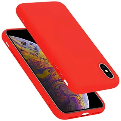 Abbildung von Cadorabo Hülle kompatibel mit Apple iPhone X/XS Silikon Handyhülle für Case aus flüssigem Kratzfeste und stoßfeste dünne TPU Schutzhülle X Liquid ROT