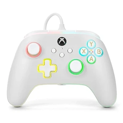 Abbildung von kabelgebundener PowerA Advantage Controller für Xbox Series XS mit Lumectra Weiß, Gamepad, Videospiel Controller, Gaming One, offiziell lizenziert