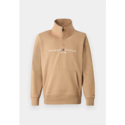 Abbildung von Tommy Hilfiger Logo Mockneck MW0MW20954 Sweatshirt mit halbem Reißverschluss, Braun, Größe XXL, Braun (Timeless Camel), XXL