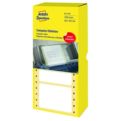 Abbildung von AVERY Zweckform 5103 Computer Etiketten (Papier matt, 3,000 Etiketten, 88,9 x 48,4 mm) 1 Pack weiß