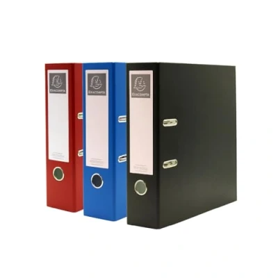 Abbildung von Exacompta A4 Aktenordner, 75 mm, Büro Ringordner, sortiert, 3 Stück (schwarz, blau, rot), Schreibwarenordner für Papierkram und Dokumentenorganisation, 227/0000Z