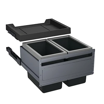 Abbildung von Franke FX60 Einbau Abfalleimer 2 fächer für die Küche Mülleimer mit Deckel 2x 26 Liter