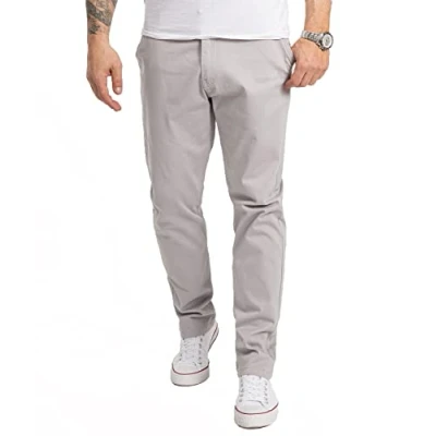 Abbildung von Indumentum Herren Chino Hose Regular Fit Chinohose Herrenhose Baumwolle Designer Chinos Business Stretch Männer IR 506 Hellgrau W30 L32