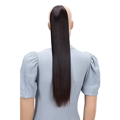 Abbildung von CAISHA 60cm Zopf mit 2 Bändern Pferdeschwanz Langhaar Extensions Haarverlängerung Haarteil Glatt Kastanienbraun Mix HC18