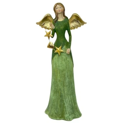 Abbildung von Dadeldo Living &amp; Lifestyle Engel Dekofigur Grün Gold Resin 41cm Weihnachtsdeko