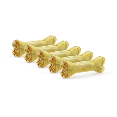 Abbildung von DOGBOSS 100% Natur Kauknochen Hundeknochen, Rinderhaut mit Strauß, 5 Stück 12 cm