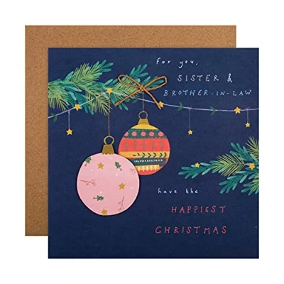 Abbildung von Hallmark Weihnachtskarte für Schwester und Schwager großes, modernes Design mit Papierkette zum Selbermachen