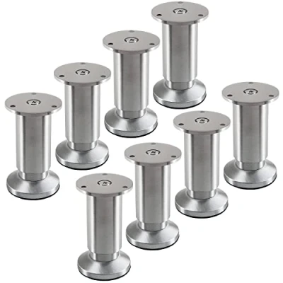 Abbildung von 8 Stück Möbelfüße TERRA Höhe 100 mm Alu gebürstet Tischfüße höhenverstellbar bis max. 15 mm, belastbar 250 kg/je Fuß von SOTECH