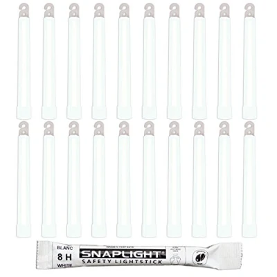 Abbildung von Cyalume SnapLight Knicklichter in weiß (20 er Pack) 15 cm Glow Sticks mit Haken am Ende ultra helle Light einer Leuchtdauer von 8 Stunden