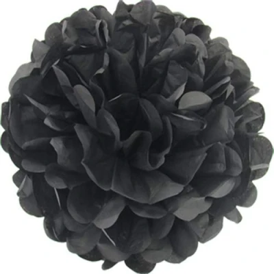 Abbildung von Creativery 10 Papier Pompons 12cm Set (schwarz 030) // Pompom Bommel Kugel Seidenpapier Pompon Blumen Deko Hängedeko Raumdeko
