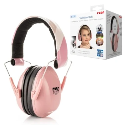 Abbildung von reer SilentGuard Kids Kapselgehörschutz Gehörschutz für Kinder ab 5 Jahren Konzentrations &amp; Lernhilfe faltbar mitwachsend SNR = 27 Rosa
