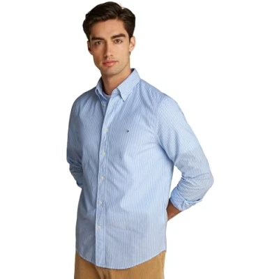 Abbildung von Tommy Hilfiger Herren Flex POPLIN Classic STP RF MW0MW37549 L/S Shirt, Blue (Sweet Blue/Optic White), XXL