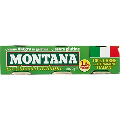Abbildung von 12x Montana carne classica Rindfleisch in Aspik dose 3x70g 100% Italienisch Fleisch