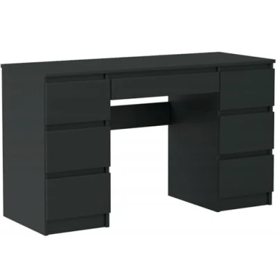 Abbildung von VBChome Schreibtisch 130 x 50 76 cm Schwarz mit 7 Schubladen Computer Bürotisch Computertisch Arbeitstisch PC Tisch Laptoptisch