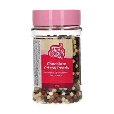 Abbildung von FunCakes Schokoladen Knusperperlen Mix: Kuchenstreusel, guter Geschmack, perfekt zum Dekorieren von Kuchen, Schokoladenstreusel. 155 g.