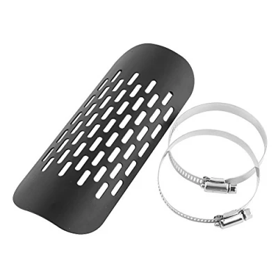 Abbildung von Keenso Motorrad Auspuff Hitzeschutzblech, Universal Schalldämpfer Hitzeschild Edelstal mit Montageklammern