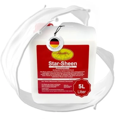 Abbildung von Scheidler horse direkt Star Sheen Mähnenspray 5l Kanister für Pferde Langanhaltendes Schweifspray brillanten Glanz Leichtes Kämmen &amp; Fellpflege Natur Glanzspray Made in Germany