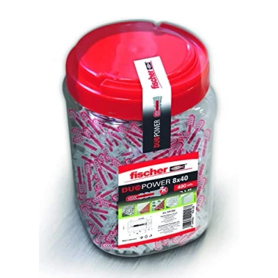 Abbildung von fischer 557384 DUOPOWER Dübel, Grau/Rot, 8x40/400 uds