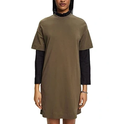 Abbildung von edc by Esprit Jerseykleid, Damen, Größe: Small, Khaki green