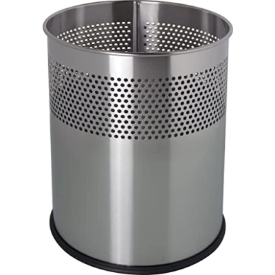 Abbildung von helit H2515700 Papierkorb „the dot“ 15 Liter, Edelstahl mit Lochdekor, 1 Stück