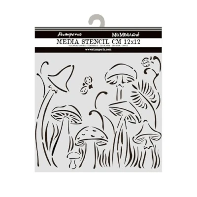 Abbildung von Stamperia Hidden Grove Thick Stencil 12x12cm Mushrooms (KSTDS31)