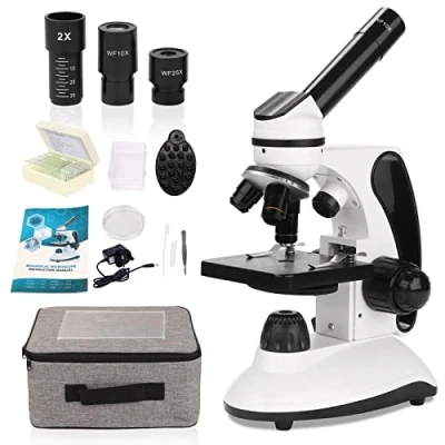 Abbildung von 40X 2000X Mikroskop für Kinder Erwachsene mit Objektträger Set, Dual LED Beleuchtung,Professionelle Microscope Schullabor Zuhause Biologische Bildung