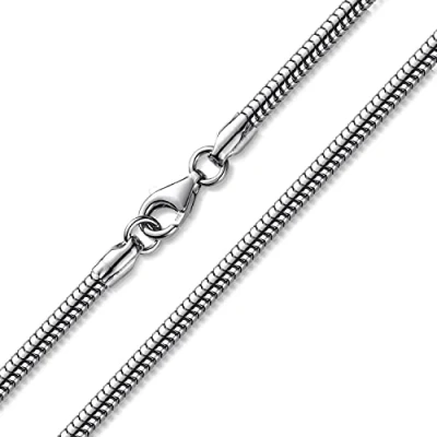 Abbildung von Materia Schlangenkette Damen Herren Halskette 3mm K28, aus 925 Sterling Silber, rhodiniert
