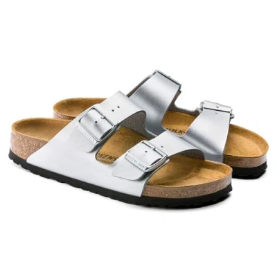 Abbildung von Birkenstock Arizona BF Narrow Hausschuh, Damen, Größe: 35, Silver Schuhe