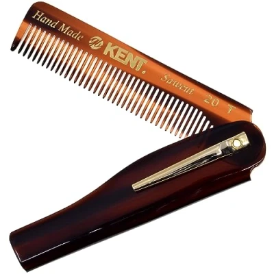 Abbildung von Kent 20T Handmade Folding Pocket Comb for Men, Fine Tooth Hair Straightener Everyday Grooming Styling Hair, Beard or Mustache, Use Dry with Balms, Saw Cut Hand Polished, Made in England