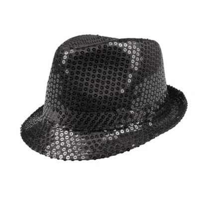 Abbildung von Smiffys Kostüm Glitzerhut schwarz, Paillettenhut für Silvester, Bühne oder Showeinlage