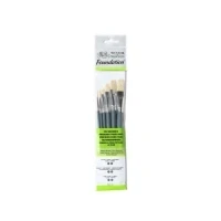 Abbildung von Winsor &amp; Newton 5295025 Foundation Pinselsets, Ölpinsel, 6er Set, Rundpinsel Nr. 3, 6, Flachpinsel 10, 14, Filbert 6 kurzer Stiel