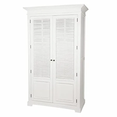 Abbildung von Loberon Schrank Williston, Raffinierte Lamellentüren, Antik Finish, Kassettenverarbeitung, Schlafzimmerschrank, Kleiderschrank, Mangoholz, weiß