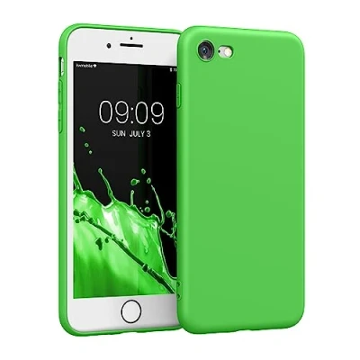 Abbildung von kwmobile Handyhülle kompatibel mit Apple iPhone SE (2022) / (2020) 8 7 Hülle Handy Case aus weichem Silikon in Limettengrün