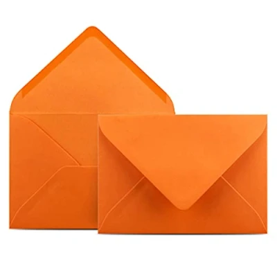 Abbildung von 100 Briefumschläge DIN C6 Orange 11,4 x 16,2 cm Kuverts mit 80 g/m² Nassklebung spitze Klappe Umschläge ohne Fenster Colours 4 you