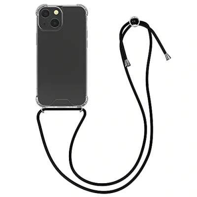 Abbildung von kwmobile Necklace Case kompatibel mit Apple iPhone 13 Mini Hülle Silikon Cover Handykette Band Handyhülle Schwarz Transparent