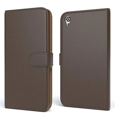 Abbildung von EAZY CASE Tasche für Sony Xperia Z3 Schutzhülle mit Standfunktion Klapphülle im Bookstyle, Handytasche Handyhülle Flip Cover Magnetverschluss und Kartenfach, Kunstleder, Braun