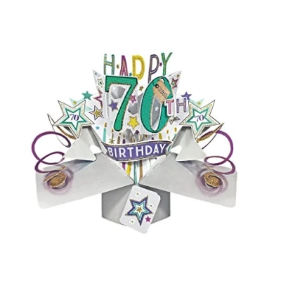 Abbildung von Happy 70th Birthday Grußkarte Original Second Nature 3D Pop up Karten