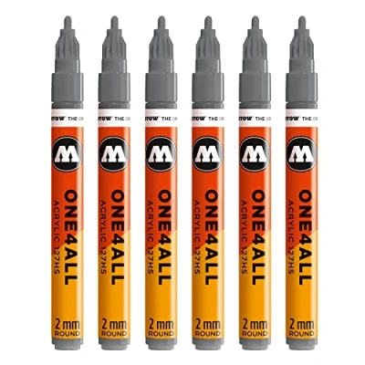 Abbildung von Molotow One4All 127HS Acryl Marker (2,0 mm Strichstärke, hochdeckend und permanent, UV beständig, für fast alle Untergründe) 6 Stück Farbe 238 graublau dunklel