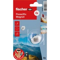 Abbildung von fischer Press2Fix Magnethaken, Befestigung in Gipskarton &amp; Weichholz, 4 Stück