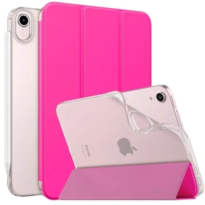 Abbildung von MoKo Hülle Kompatibel mit Neues iPad Mini (A17 Pro) 2024, 6.Generation Tasche 2021 (8,3 Zoll), Weiches TPU Transluzent Rückendeckel Schlankes Etui für 7/6 Gen, Pitaya Rot
