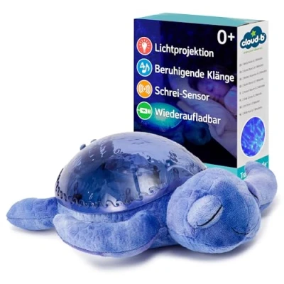 Abbildung von Cloud B Tranquil Turtle™ wiederaufladbares Ocean Musik Nachtlicht Unterwasserprojektionen 4 beruhigende Geräusche Helligkeit einstellbar Timer Tränenmelder recycelter Stoff
